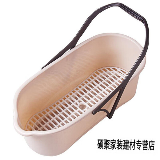 Xiaodeng mop pool thickened plastic mop pool household simple wash mop mop pool with under drainage HFH large - single barrel (khaki color)