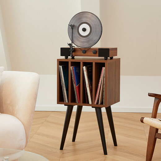 Fennessy Vertical LP Vinyl Rack Vinyl Cabinet Record Player Gramophone Base Storage Rack Bluetooth Audio Bookcase Small Cabinet Side Cabinet Storage Cabinet Walnut Color