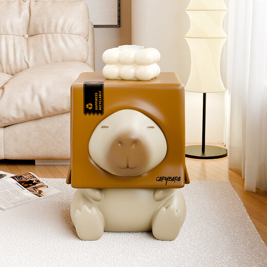 BHM Cute Capibala Porch Shoe Changing Stool Living Room Ornaments Bedside Table Small Coffee Table Housewarming Gift Brown Total Height 30cm Can Be Used as a Coffee Table