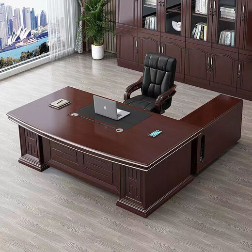 Boss desk executive desk president desk manager desk new Chinese style office desk and chair combination simple modern office furniture 1863 luxury model 1.6 meters + double cabinets