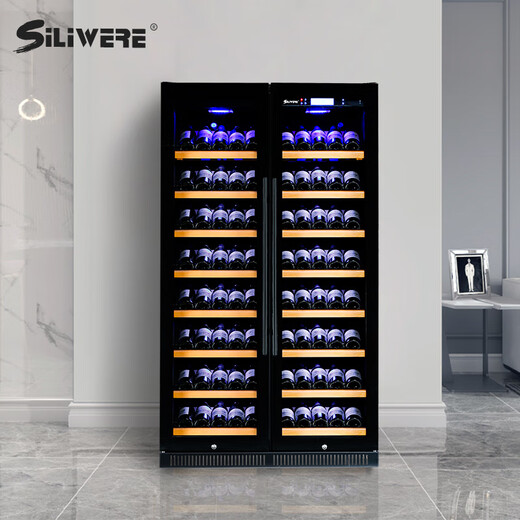 SILIWERE/SILIWERE red wine cabinet, constant temperature wine cabinet, custom wine cabinet, large wine cabinet, double door wine cabinet, custom wine cabinet, width 980 depth 450 height 1800 black 160 bottles exclusive edition