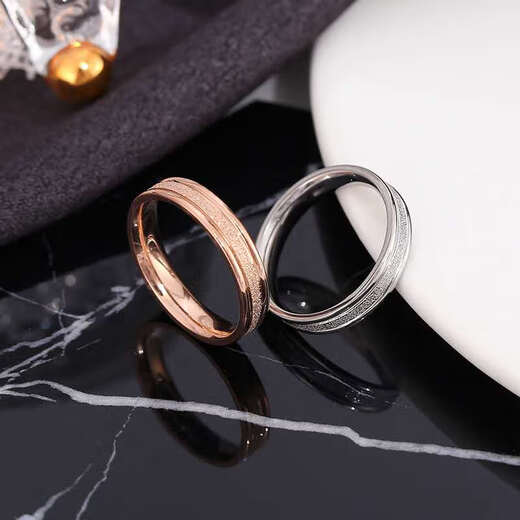 Colored gold ring men's AU750 platinum frosted women's model 18K couple rose gold proposal rose gold men's ring
