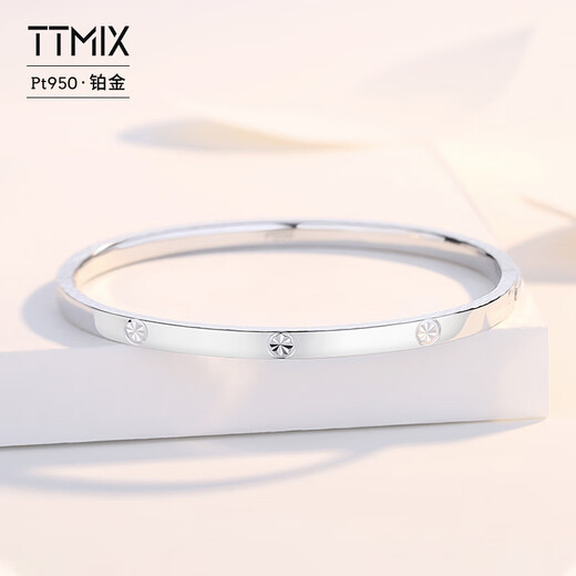 TTMIX platinum bracelet for women pt950 platinum smooth plain ring concubine bracelet birthday gift for wife 55mm weight 17.09g width 5.2mm