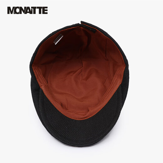 
Monnet hat men's summer new duckbill hat middle-aged and elderly casual daddy beret four seasons painter hat retro front hat black [letter copper label] one size (54-60CM)