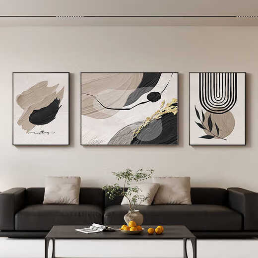 Tongrubi schwarz und grau abstrakte Kunst Sofa Hintergrund Wanddekoration Malerei Sinn Wohnzimmer hängende Malerei modernes einfaches Triptychon Wandbild JD13779 links und rechts 30*40 Mitte 60*40