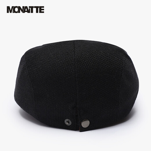 
Monnet hat men's summer new duckbill hat middle-aged and elderly casual daddy beret four seasons painter hat retro front hat black [letter copper label] one size (54-60CM)