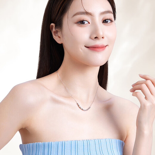 Saturday Fu Platinum Necklace Women's PT950 Geometric Beads Bright Galaxy Pendant Platinum Necklace 4.12g 40cm +5cm