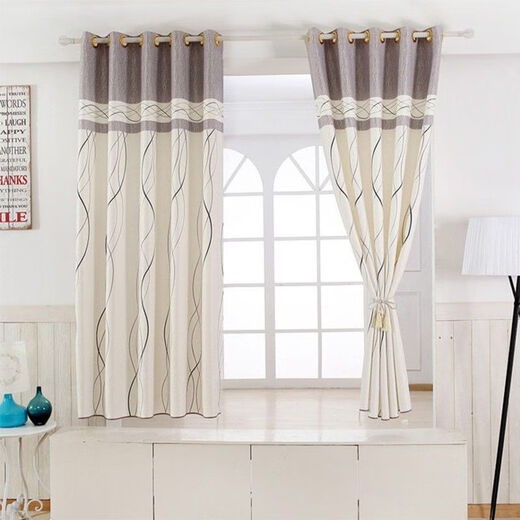 Jiazhilu curtain finished product is simple and modern small short curtain bay window living room bedroom full blackout curtain fabric 2023 new sunshade bear-blue 4.0 meters wide * 2.0 meters high one piece hook style