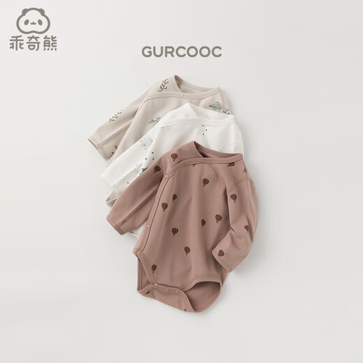 Guiqi Bear baby pure cotton jumpsuit autumn and winter newborn clothes triangle bag fart clothes baby haori autumn style pajamas