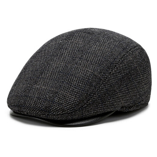 Mo Zilan autumn and winter new plaid woolen forward beret men's middle-aged and elderly plus velvet duck hat black L58-60cm