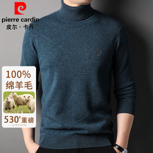 Pierre Cardin wool sweater men's 100% pure wool thickened warm turtleneck sweater winter knitted sweater inner layer sweater base layer