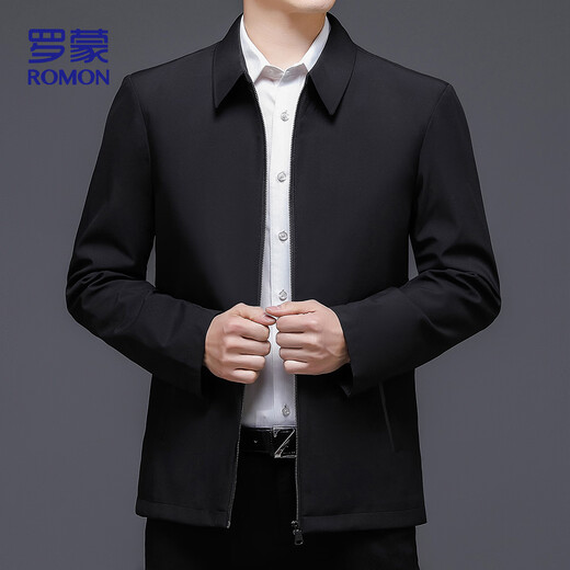 ROMON jacket men's autumn business casual and middle-aged and young commuter baseball uniform tops executive jacket men's SJ88 black XL
