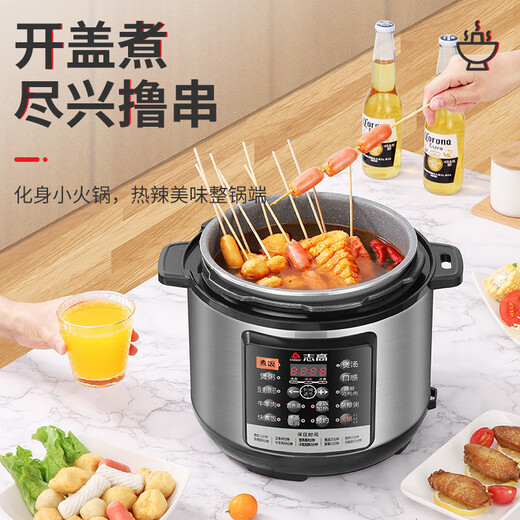 CHIGO Electric Pressure Cooker High Pressure Cooker Household Rice Cooker Large Capacity Intelligent Reservation Multifunctional Soup Rice Cooker One Pot Double Bile Steam Up and Down Boil Open the Lid to Collect the Juice 5L Non-stick Aluminum Bile (14 Functions 24H Reservation Easily Relieve Pressure) Make Soup Fragrant and Roast Stewed Meat