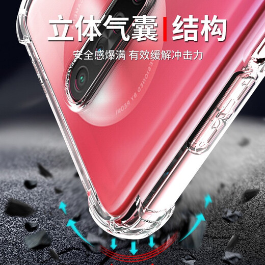 AOYAMIC is suitable for Xiaomi Redmi K30 mobile phone case, Redmi k30i protective cover, all-inclusive anti-fall, transparent ultra-thin silicone soft shell, simple men and women, Xiaomi RedmiK30/K30i transparent white, newly upgraded airbag anti-fall, simple transparent silicone soft shell