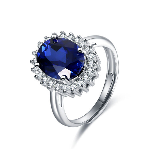 Princess Xuan Yong's synthetic blue gemstone ring, real silver live mouth, classic dark blue color gemstone jewelry, tanzanite, live mouth, adjustable