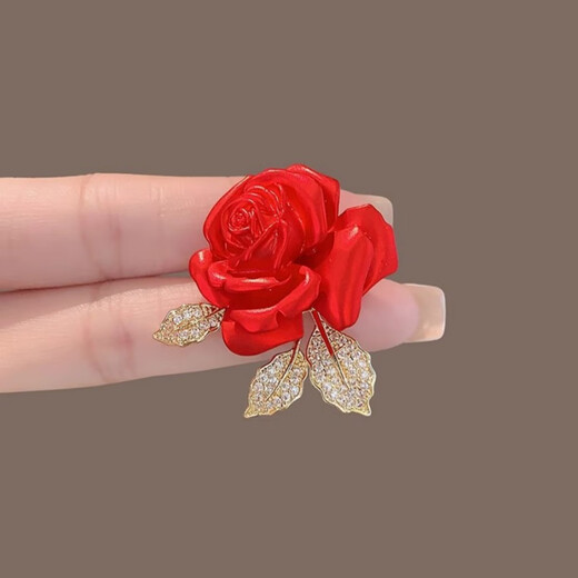 Mr. Ouyang's national style fashionable red rose brooch for women, exquisite retro corsage, temperament, flower coat brooch accessories, rose brooch A26-205