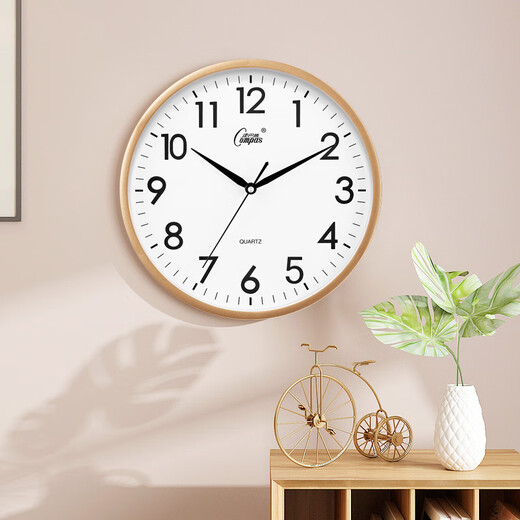 Compas wall clock living room 12-inch simple silent living room quartz clock wall clock C2866 gold 30.5cm