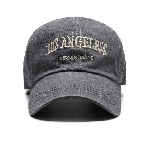 Four Seasons Retro Hat Women muestran sus caras, lavado pequeño y vieja sombrero de béisbol, bordado literario clásico de bordado solar, protección solar, béisbol, gris