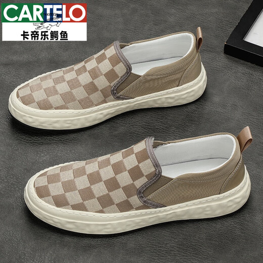 CARTELO canvas shoes men's board shoes breathable lazy shoes men's shoes spring trendy shoes beans shoes casual cloth shoes loafers 9227 gray black 44