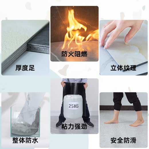 柏宜斯PVC自粘地板胶地板革地板贴加厚耐磨办公室厨房卧室水泥地家用 W6 6610(60x60cm-2mm) 片