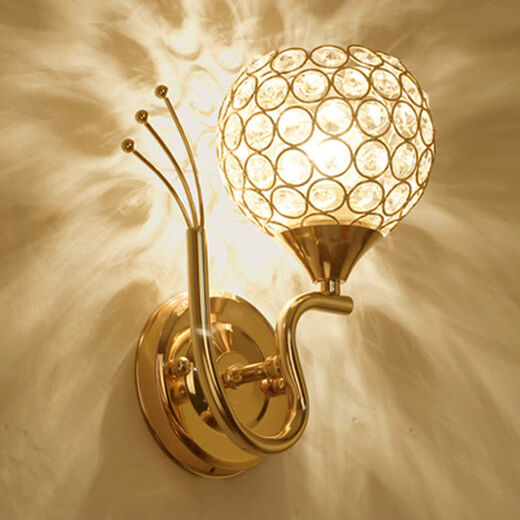 Yilin Wall Lamp Bedroom Wall Bedside Lamp Simple Modern Creative European American American LED Living Room Aisle Stair Lamp Room Gold 8015 with LED9 Three Color Light