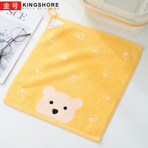 Gold number pure cotton cartoon couple children's household adult face washcloth kindergarten face washcloth lanyard square towel sweat-proof towel soft and absorbent 36*33CM (red 1 red 1 yellow) 3 pack