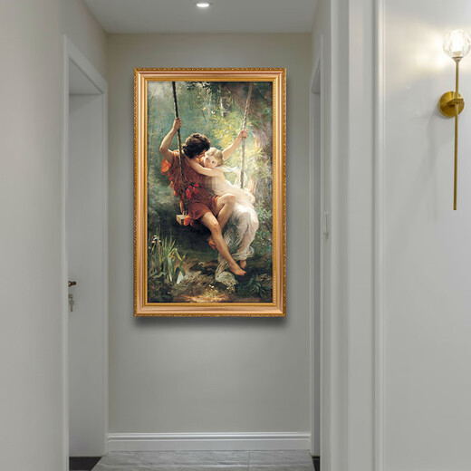 
Emperor's Spring Day Hand-painted oil paintings, figures, decorative paintings, European and American style porch hanging paintings, corridor murals, wall paintings, custom vertical version 692 gold solid wood frame 110X200