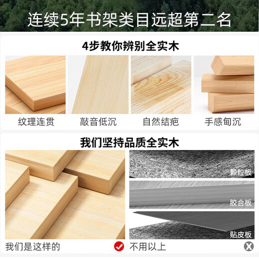 Zhongtao all solid wood bookshelf pure solid wood bookcase storage rack floor-standing integrated wall-mounted simple children's high school student bedroom multi-layer special price impulse all solid wood 80*24*180CM all solid wood