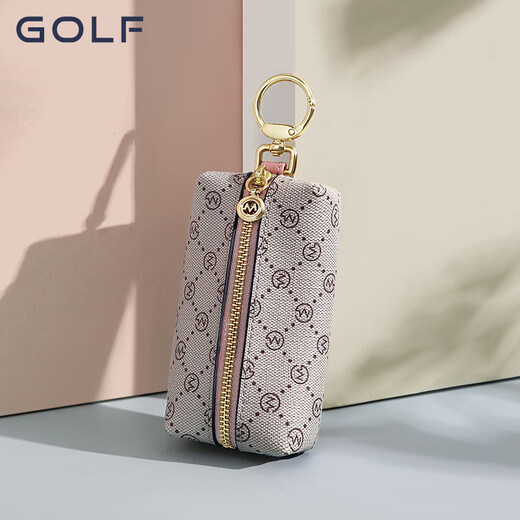 高尔夫（GOLF）钥匙包女时尚印花多功能汽车钥匙扣零钱包汽车锁匙扣礼盒装送女友 烟粉杏色