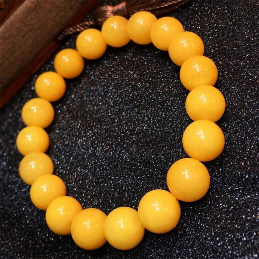 Amber style, one thing, one picture, one certificate, beeswax bracelet, men and women, amber bracelet, full of honey chicken fat yellow, no cracks, bracelet 10.73g, 10mm