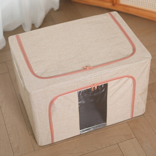 Chenzhi Shangpin fabric storage box cotton and linen foldable storage box thickened steel frame hundred boxes miscellaneous clothing storage box home green 66L (50*40*33CM)