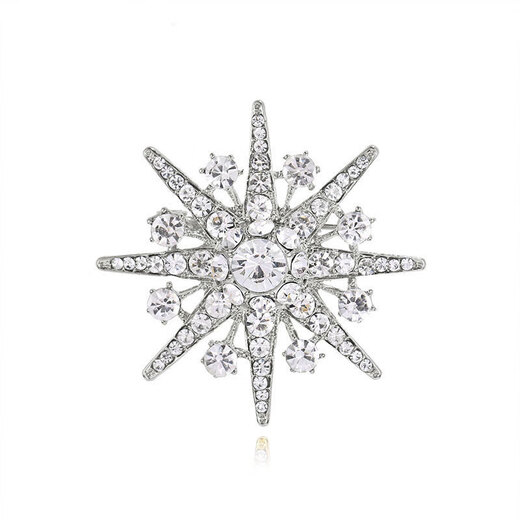 Sili anti-exposure corsage Korean style suit eight-pointed star men's brooch personalized light luxury accessories pin silver sparkling diamond eight-pointed star