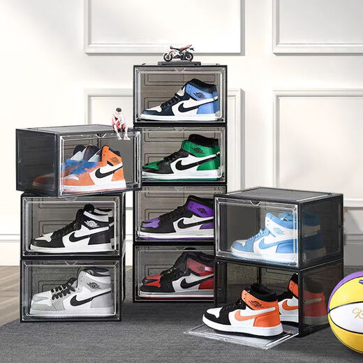 Omandi shoe box transparent magnetic absorption box side opening shoe cabinet acrylic anti-oxidation figure storage box shoe wall display box magnetic side opening gray 1 shoe box