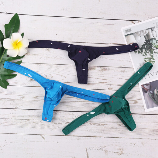 Long Night Men's T-Pants Cotton Tight Silky Underwear Printed Sexy Low-Waist Elastic Sexy Underwear Personalized Star Thong Black Star M