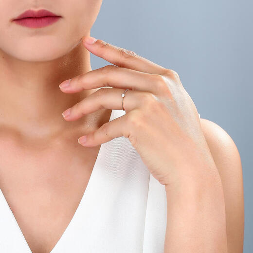 Spinner small round diamond 18K rose gold ring eight-claw Au750 real gold inlaid with zircon single stack tail ring index finger middle finger exquisite women's size 10