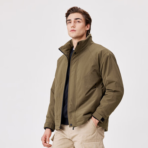 Shanshan thickened stand collar cotton jacket for men in autumn and winter, warm and windproof casual top, executive business men's outerwear jacket, brown L (175) suitable for 130-150Jin Jin equals 0.5 kg