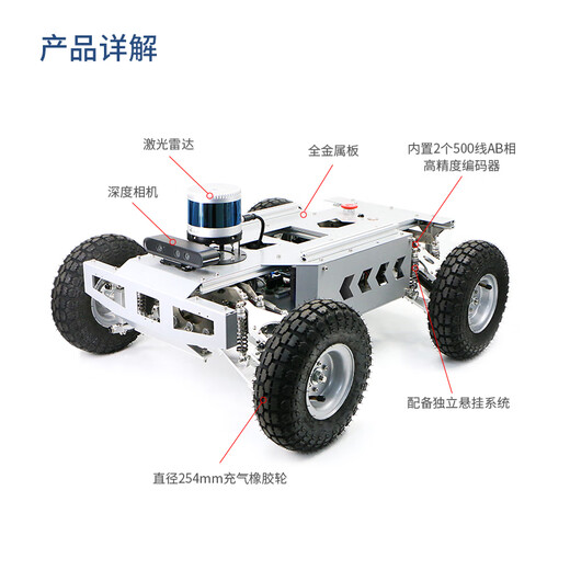 WHEELTEC ACKERMAN ROS ROBOT UNMANNED Vehikel intelligent autonomes Fahren Elektrisches Chassis Vision Slam Lidar Map Nano Hauptsteuerung Intelligent Roboter Top-End-Version Independent Suspension Basic-Paket Keine (Rapid Radar kann nur in der ROS-Version ausgewählt werden)