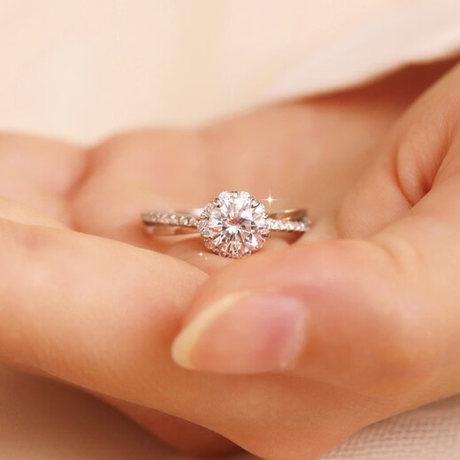 AVHE white platinum diamond ring set with D color artificial diamond ring wedding gift platinum festival for my wife on Qixi Festival platinum ring + 1 carat diamond (D/VVS/3EX/N)