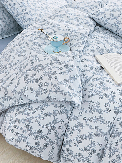 Pure cotton fabric for quilt cover. Baby Class A pure cotton double-layer gauze fabric. Baby quilt four-piece set of pure cotton bedding. Light Blue Mandu half a meter price.