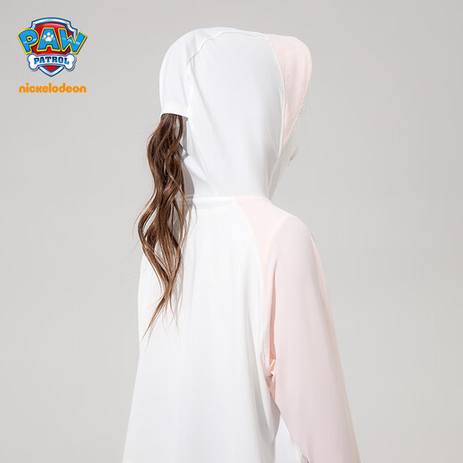 Wangwang team made great contributions to children's sun protection clothing, children's coat, cloak, skin clothing, outdoor sports sun protection clothing, pink and white 130cm
