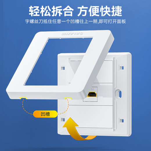 山泽 HDMI86面板边框 3口 免焊接墙壁插座装修配套直通母对母模块面板 多功能86型模块 SZ-HDMI01