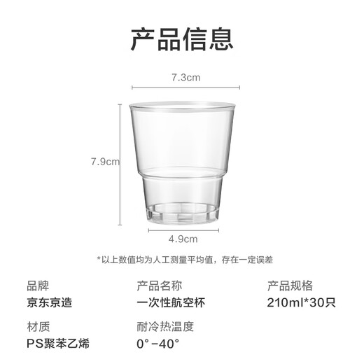 Made in Tokyo, disposable cup aviation cup, food grade thickened beverage juice cup, plastic water cup 210ml, 30 pieces