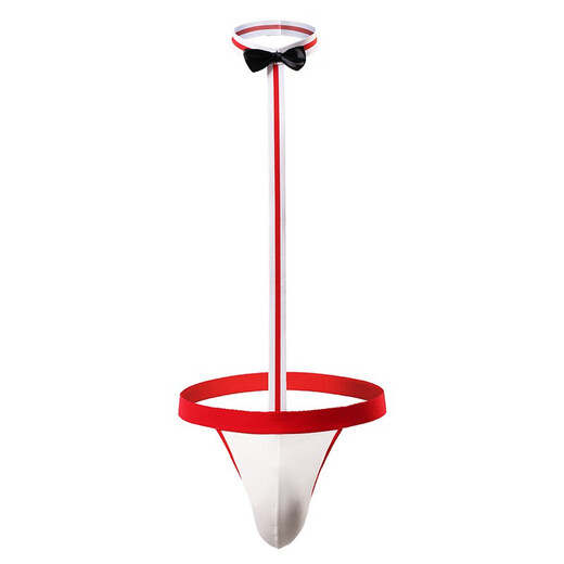 Xinchen made men's sexy underwear thong bow tie valet suspenders one-piece T-pants gay nightclub sexy uniform temptation one-piece thong black one size