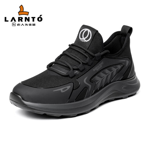 Laorentou men's shoes fly woven mesh breathable casual running shoes outdoor hiking flick sneakers LA11397 black 42