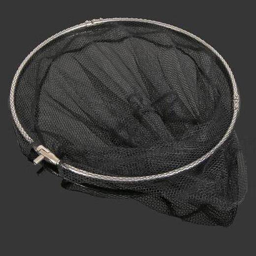 Boss Gu's mesh head, glass fiber vigorous horse mesh head, foldable stainless steel net head, fishing gear, black 35cm net head