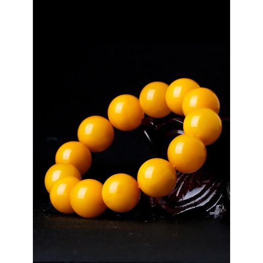 Royal copy, with national inspection certificate, natural raw mineral genuine beeswax bracelet for men and women, single circle chicken oil yellow old beeswax bracelet, 25 grams, bead diameter 14mm (unisex style) approx.