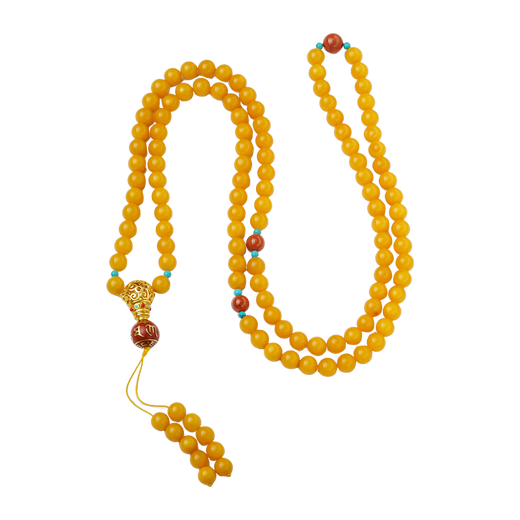 Potala Palace beeswax 108 necklace incense ash six-character mantra transfer beads amber turquoise south red pendant birthday gift Xican beeswax 108 beads string