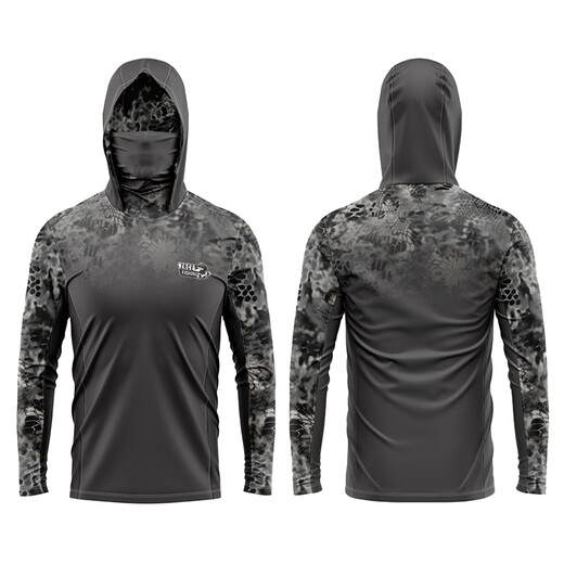 Fishing clothing men's summer ice-sense hooded with mask breathable sun protection clothing loose outdoor ice silk fishing sun protection clothing JD-02 L recommended 140-155 Jin Jin equals 0.5 kg