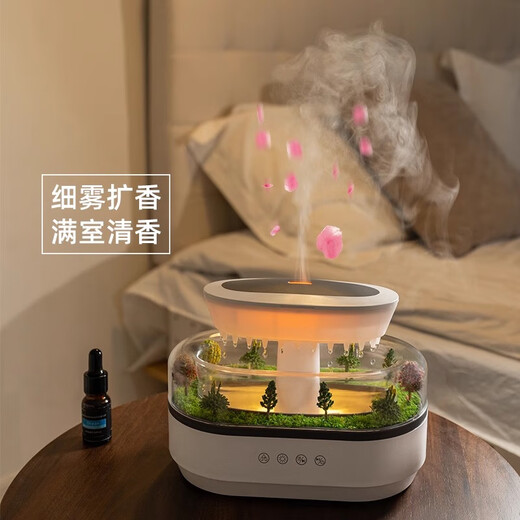 South Sandwich Aromatherapy Machine Automatic Fragrance Machine White Noise Humidifier Desktop Micro Landscape Home Bedroom Silent Colorful Ambience Light Large Fog White Noise Aromatherapy Humidifier Simulated Raindrops + Micro Landscape + Birthday Packaging, Gift Bag