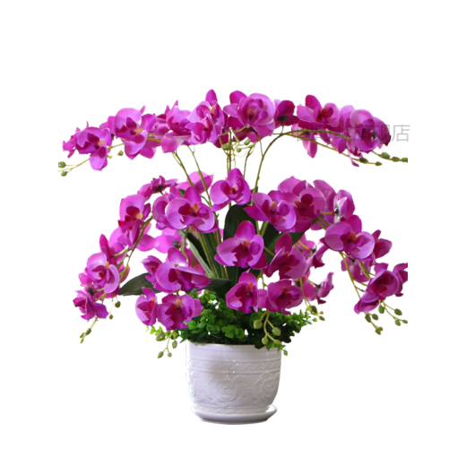 Ruimu Phalaenopsis artificial flower fake flower pot Phalaenopsis fake flower Phalaenopsis potted fake flower flower potted fake flower butterfly 9 fork pink alyssum + ceramic flower pot